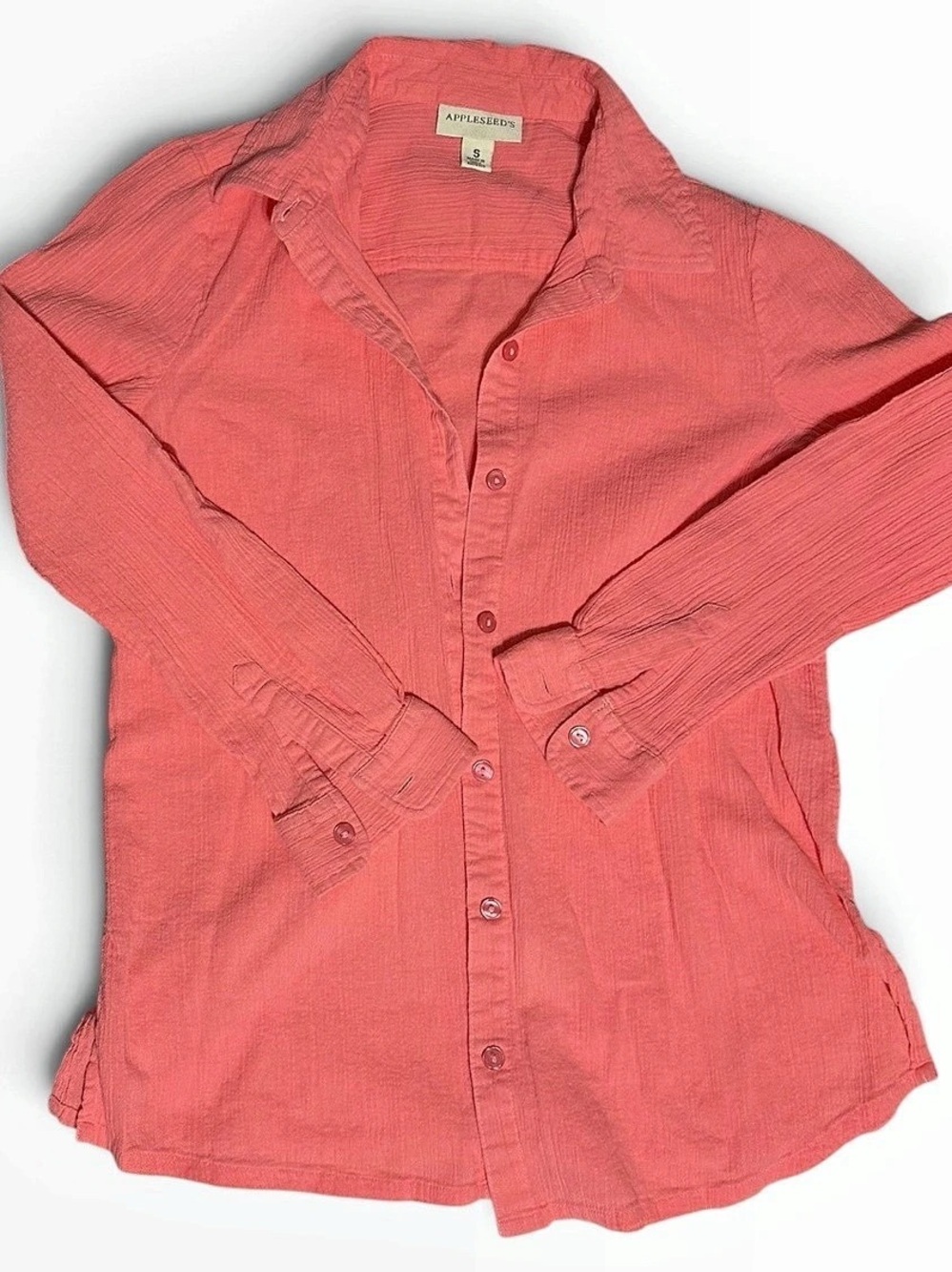 Appleseed'Small Cotton Gauze Button-Down Shirt Pink Small